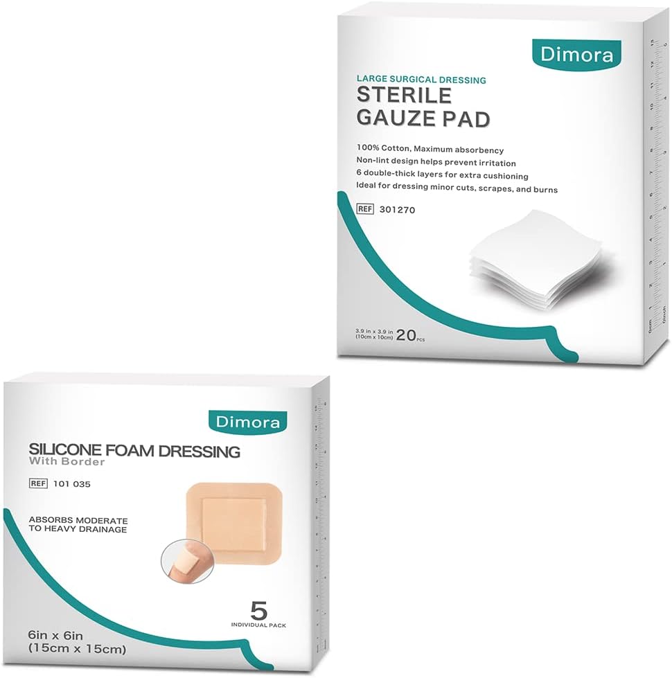 Silicone Foam Dressing with Border Adhesive 6"x6" 5 Pack