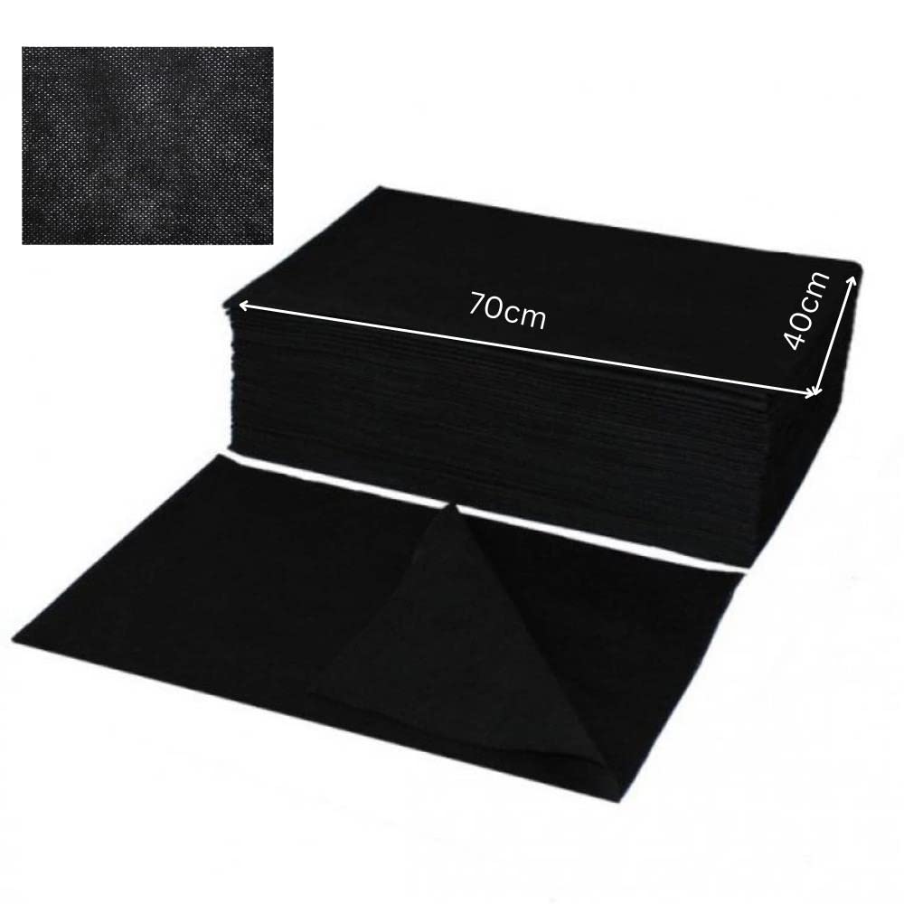 EKO Higiena 70×40 Black Disposable Hairdressing Towels – Perforated & Viscose Polyester Fabric – Face Cloths, Body Wipes, Makeup Pads – For Salon Use, Absorbent and Hygienic – 45 gsm – 100 Pieces