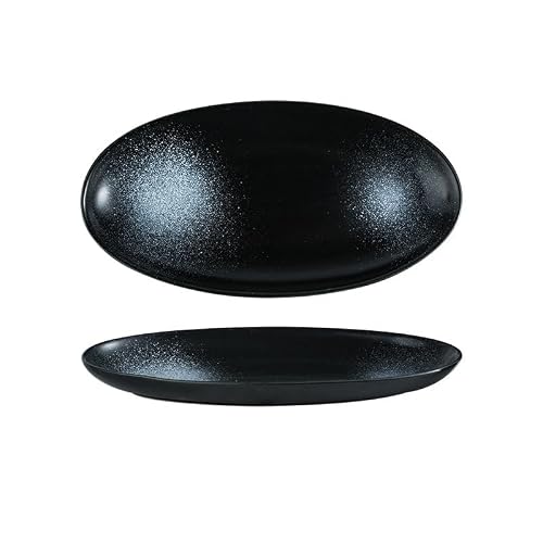 GFHTRELY Dinner Tray Japanese Fish Plate Ceramic Fish Plate Household Tableware Rectangular Plate Dinner Plate(B)