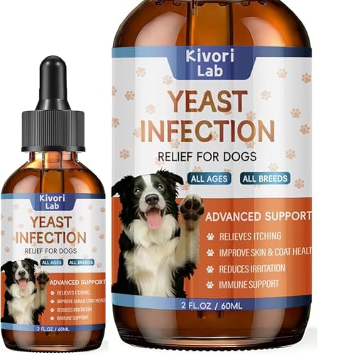 Kivori Yeast Infection Drops for Dog Kivori Anti Yeast Drops Natural Herbal Dog Supplement Drop for All Ages and All Breeds 60ml Dropper Bottle (1PCS)