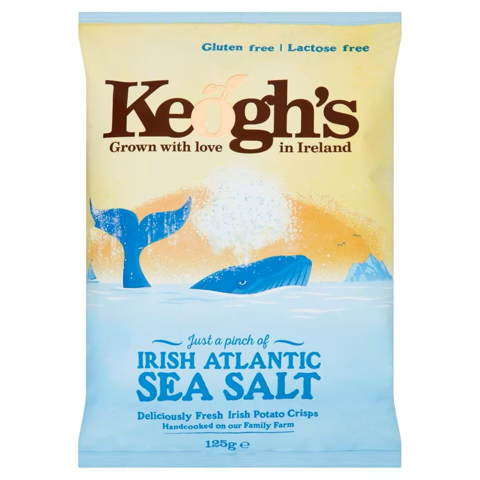 Keogh's Irish Atlantic Sea Salt Potato Crisps, 4.4oz (125G), Pack of 3