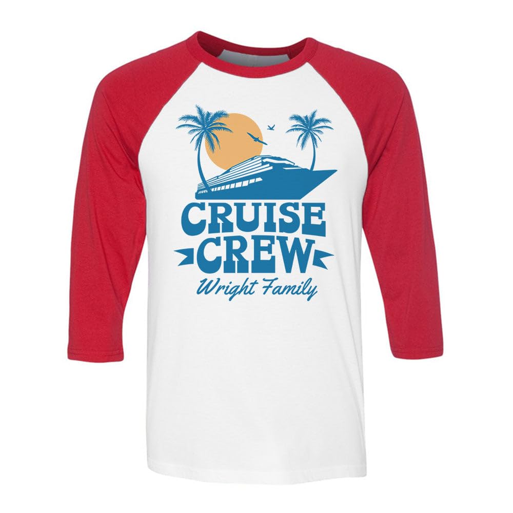 Cruise Crew Wright Family Three-Quarter Raglan Sleeve Baseball Shirt Unisex X-Small White/Red