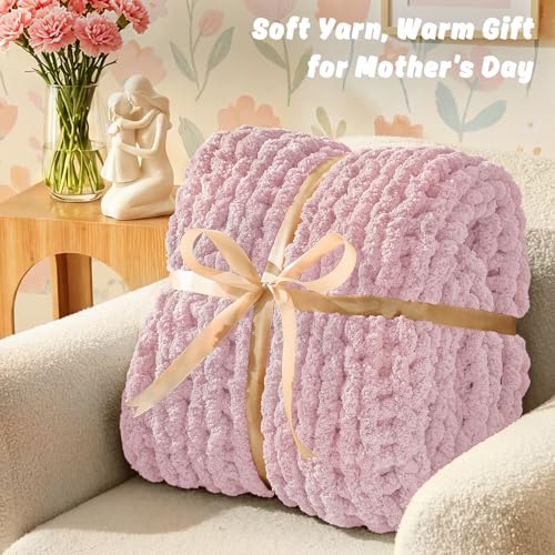Image of Inhand Baby Pink Chunky Chenille Yarn for Hand Knitting,Thick Bulky Mom Blanket Yarn for Crocheting,Soft Fluffy Yarn for Mother's Day Gifts and Crafts for Women /Grandma,4 Pack (29.5Yds /8.4oz Each)