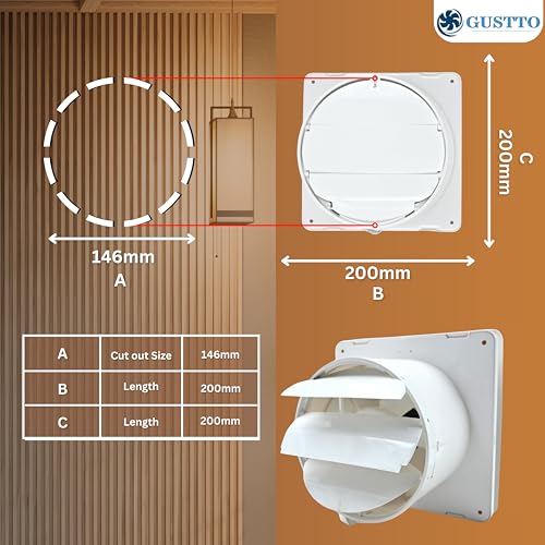 Image of Gustto LuxeVent Exhaust Fan 150mm | Efficient, High-Speed, Noiseless, 100% Copper Motor | Sleek Design Easy-to-Clean Exhuast Fan for Bathroom, Kitchen & Home