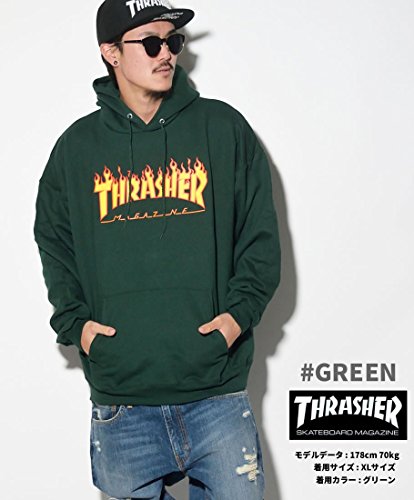 Thrasher Men's Flame Logo Hoodie, Forest Green, X-Large2