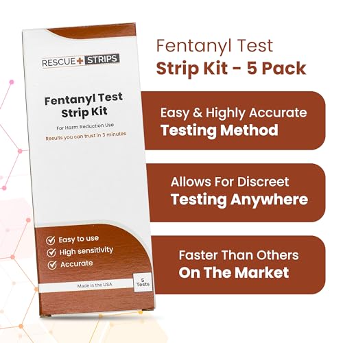 Rescue Strips Fentanyl Test Strips Kit I 5-Pack for Quick and Reliable Detection Drug Test Strips for Liquids, Powders, Pills, Urine I Tested at University of Notre Dame