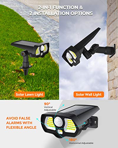 Solar Driveway Alarm with Solar LED Lights - Motion Sensor & 2-in-1 Wireless Wall/Landscaping Detector Lights, IP67 Waterproof Outdoor Security Alert System Protect Home, Outside Property