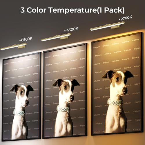 Image of Wireless Picture Lights for Wall, Battery Operated Wall Light for Painting Rechargeable CCT Rotatable Art Gallery Light with Remote Dimmable Timer for Artwork Frame Display Dartboard
