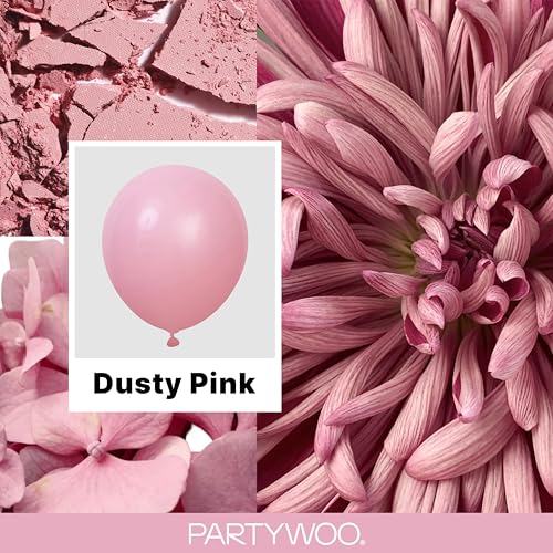 Image of PartyWoo Mauve Balloons 100pcs Different Sizes of 18 12 10 5 Inch Dusty Pink Rose Boho Netural Balloon Arch Kit Garland for Baby Shower Bridal Shower Wedding Girl Birthday Party Decorations Pink-F30