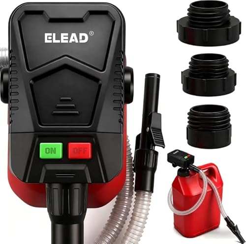Battery-Powered Fuel Transfer Pump - 3.2 GPM No Spill Portable Gas Can siphon Pump with 3 Adapters, Extra Long Hose, Fuel Pump for Oil, Diesel, Gasoline (Batteries Not Included)