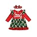 Vestito Natalizio Bambina Completo Neonata 0-2 Anni Abito Lungo in Pizzo a Manica Lunga + Fascia con Paillettes Pullover Natalizio in Tulle con Stampa Babbo Natale Festa (Rosso, 12-18 Mesi)