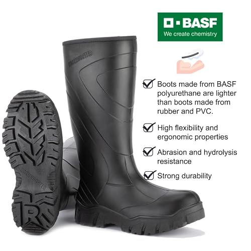 Rockrooster Wellingtons - Mens 15'' Waterproof Pu Pull-On Slip Resistantn Soft Toe Rain Bootsws701Bs-13 #TOP4