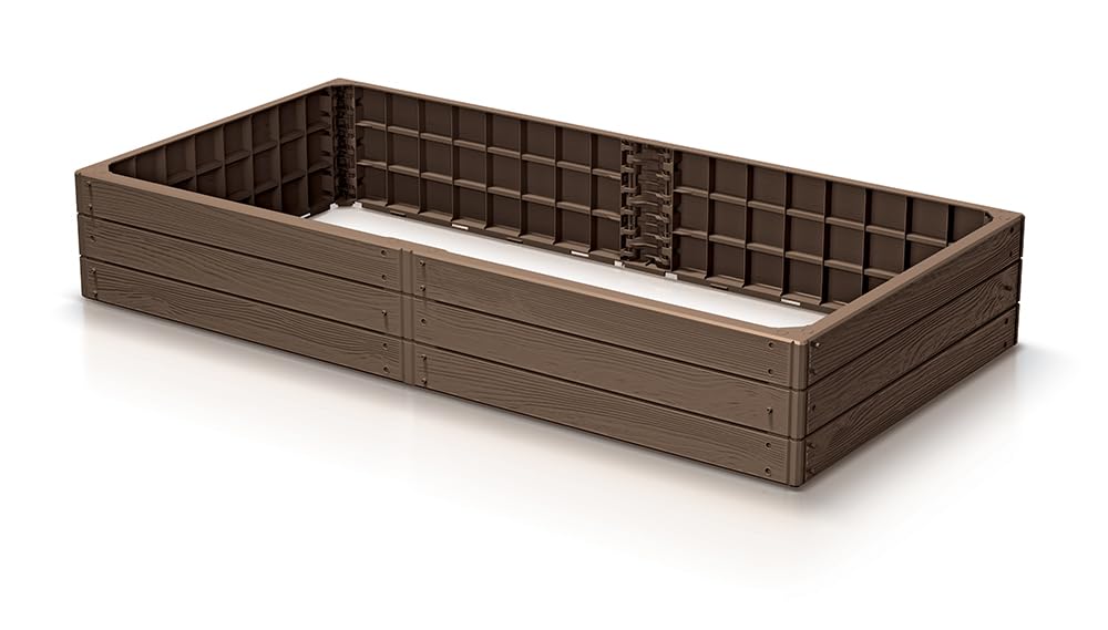 Prosperplast (, Rectangle 75Cm X 150Cm) Garden Raised Grow Beds -Strong- Various Sizes Vegetable Herb Box Planter Trough Brown
