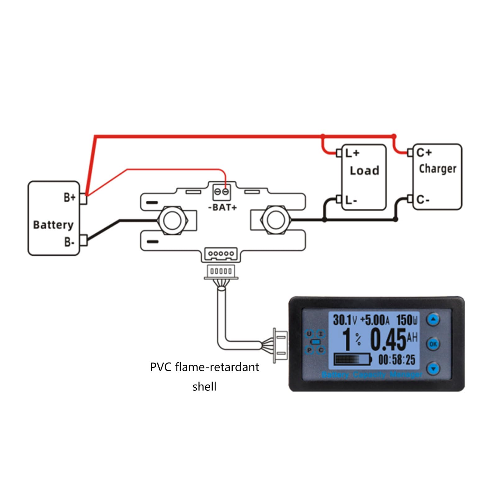 Coulomb - Tester per batteria da 8-120 V, misuratore di corrente compatibile con Bluetooth, misuratore di capacità della batteria, con attrezzatura professionale per elettricisti