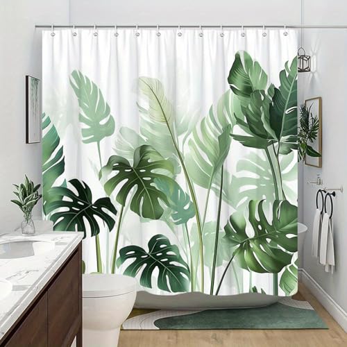 Rideau de douche anti eclaboussures polyester monstera 170x170cm