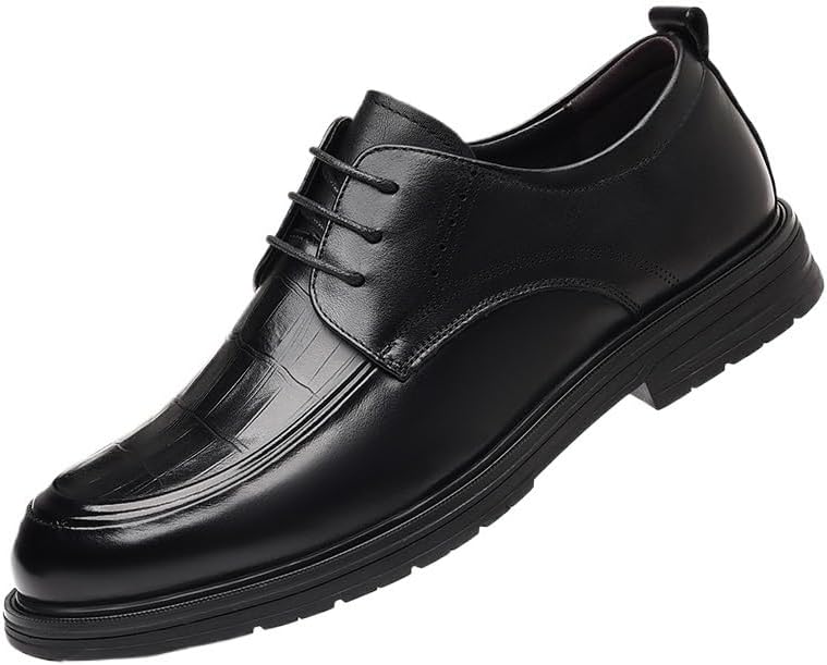 Men's Leather Formal Oxfords Classic Lace-up Comfortable Pointed Toe Derbys Dress Shoe Wedding Office Business Leather Shoe