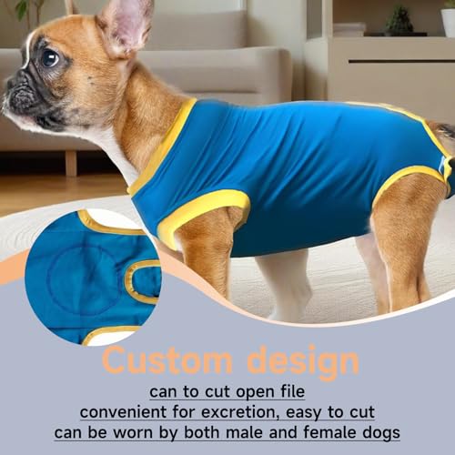 Image of Dog Surgery Recovery Suit After Spay, Dog Onesies for Small, Medium & Large Pet, Abdominal Wounds Post Surgical Recovery Suit lternatives to E-Collars Bandages Recovery Cones (Blue, 2XLarge)