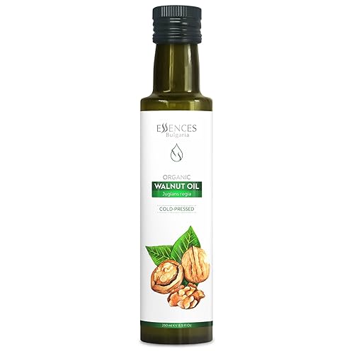 Essences Bulgaria Aceite de nuez orgánico de 8.5 onzas líquidas, 8.5fl oz, aceite prensado en frío 100% natural, calidad extra premium, excelente