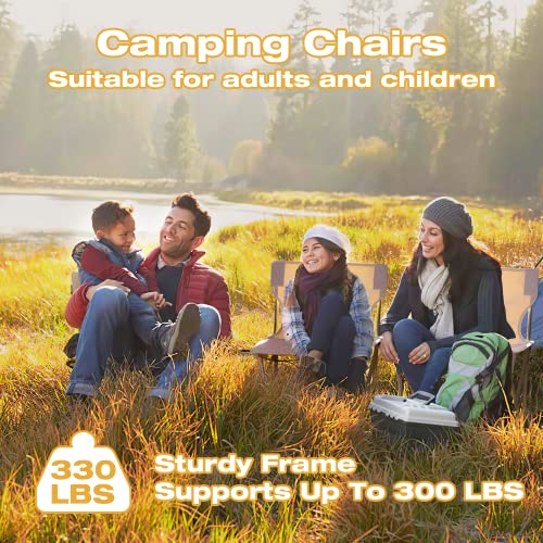 Aog Beige Camp Chairs Portable Chair Stable Support For 330Lbs Folding Camping Chairs Suitable For Camping, Fishing, Beach, Barbeques, Picnic Parties, With Bag (2 Chairs) #TOP3
