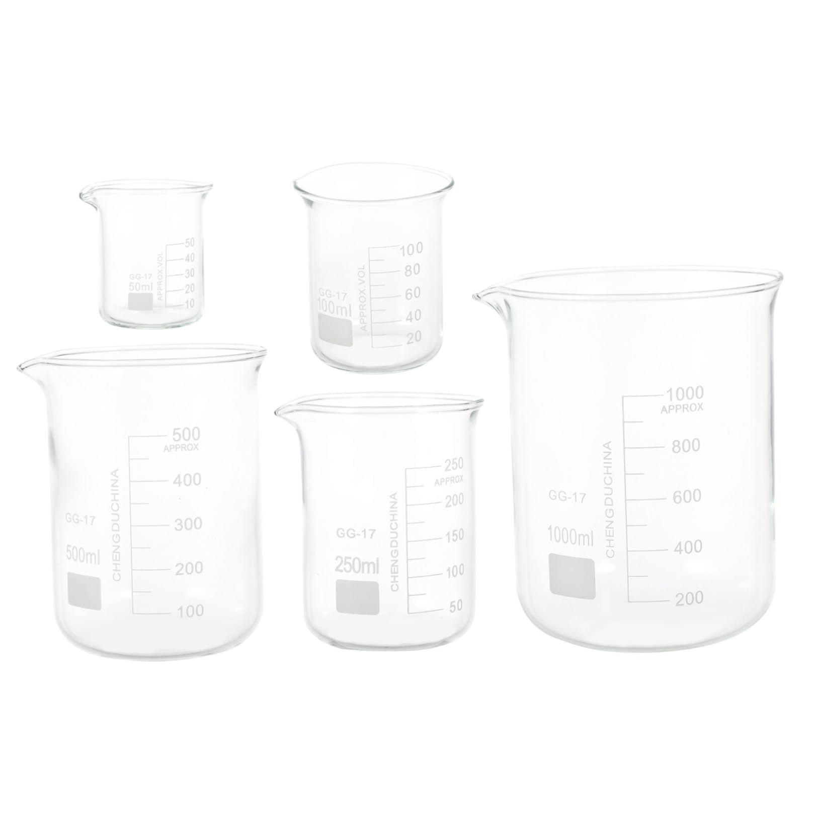 Mobestech Vasos Medidores De 5 Uds Con Escala Vaso De Vidrio Transparente Vasos Mezcladores De Resina Epoxi Vasos Medidores De Vidrio Para Líquidos Epoxi Transparente Vaso Medidor Ml Escala