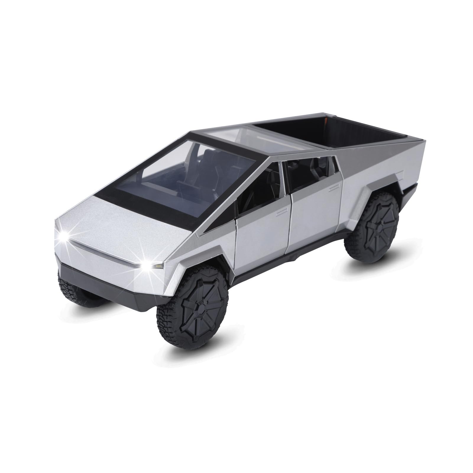 Cyber Truck Toy Trucks for 3 4 5 6 7 Year Old Boys 1:32 Diecast Metal Pickup Truck Toys for Boys Age 3-8 with Light and Sound Pull Back Toy Cars (Silver)