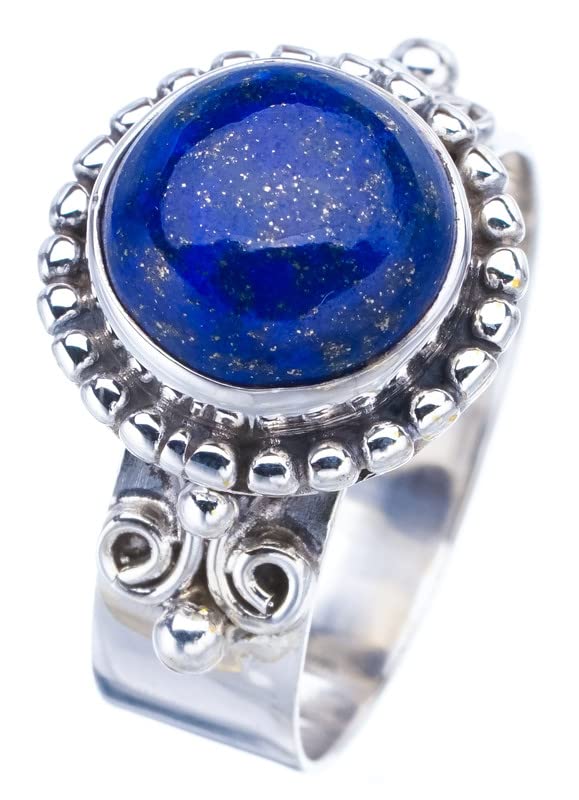 Bague lapis lazuli fait main bague argent 925 femme taille 56