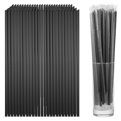 1000 pitillos plásticos negros desechables 25 cm miniatura 1
