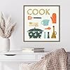 Amanti Art Framed Canvas Wall Art 22x22 Retro Kitchen III Cook by Becky Thorns, Framed Wall Art Canvas, Cuisine Artwork, Traditional Decor, Medium Poster Painting for Living Room, Bedroom, Bathroom, #4