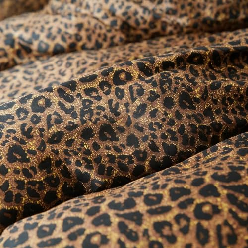 Image of Duvet Cover Set Twin Size Cheetah Print Bedding Set for Girls Boys,Leopard Duvet Cover Brown with Zipper Closure and 1 Pillowcase,Dorm Comforter Duvet Cover Set
