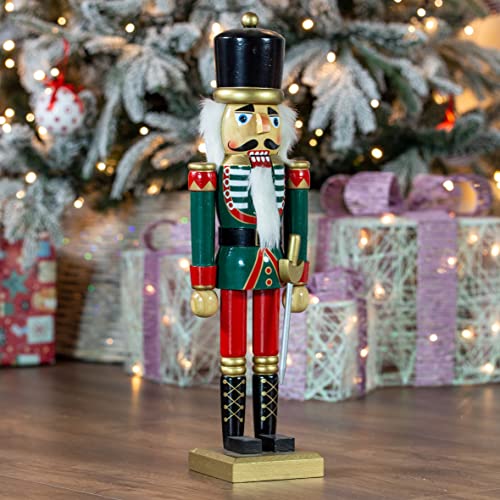 The Christmas Workshop 81560 Wooden Nutcracker Soldier / 50cm Tall/Red & Green Coloured Nutcracker Christmas Decoration - Image 5