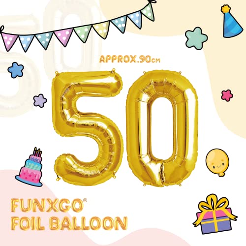 FUNXGO Palloncino Numero 50 Oro - Gigante