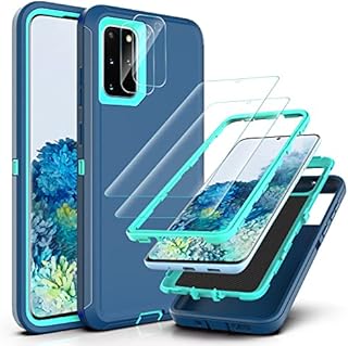 YmhxcY for Galaxy S20 Plus Case with Self Healing Flexible TPU Film[2 Pack] and Camera Lens Screen Protective Film[2 Pack],Heavy Protection Cover For Samsung Galaxy S20 Plus-Aqua Blue/Lime Green