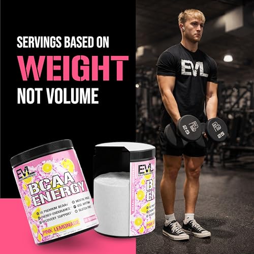 Image of Evlution EVL BCAAs Amino Acids Powder - BCAA Energy Pre Workout Powder for Muscle Recovery Lean Growth and Endurance - Rehydrating Post Workout Recovery Drink with Natural Caffeine - Pink Lemonade