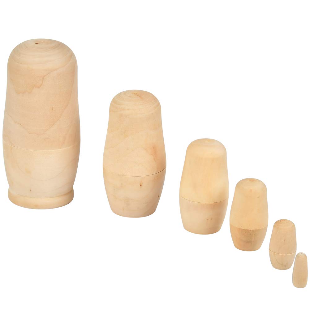 FOCCTS poupées gigognes en Bois, poupées Russes Non peintes, Ensemble de 6 poupées empilables matriochka Russe Enfants Jouet décorations-Cadeaux