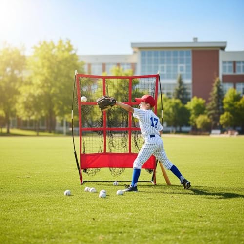 Cible lancer baseball extérieure Gralara avec filet résistant et cadre rouge