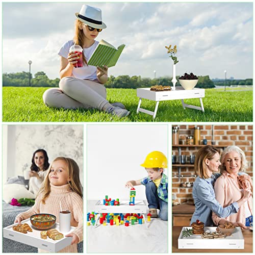 Bed Tray Table Breakfast Food Tray With Folding Legs Serving Tray For Computer Laptop Desk Bed Platters Tv Snack Tray By Artmeer (White, Medium) #TOP5