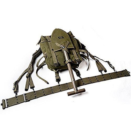 ZWJPW-WW2 US ARMY KOREAN WAR M1945 PACKAGE COMBINATION M1945 UPPER BAG WITH T-SPADE