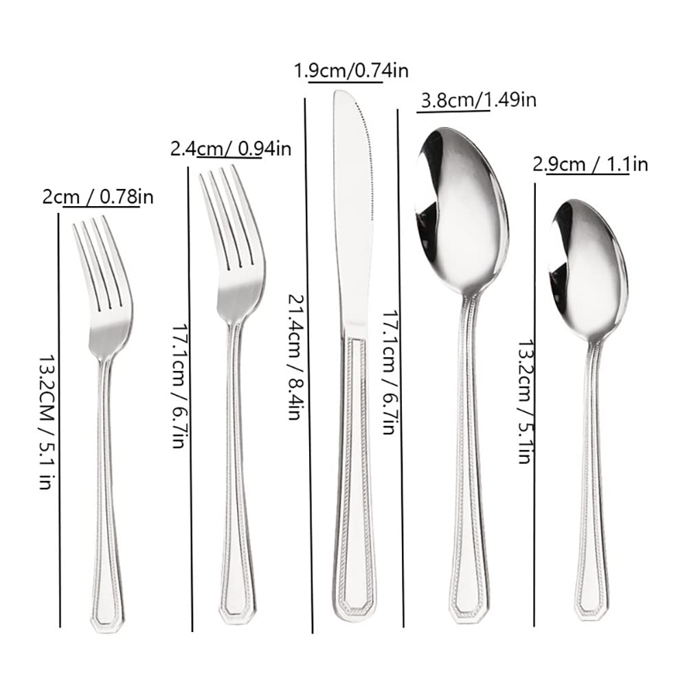 Juego de cubiertos, juego de cubiertos de acero inoxidable, plástico transparente, juego de cuchara, cuchillo y tenedor, juego de cubiertos retro de 50 piezas, cubiertos de cocina, vajilla principal d