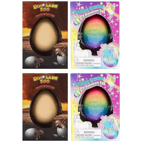 Class Collections Surprise Growing Dinosaur and Unicorn Hatch Egg Kids Novelty Toy - 4 Piece Set Cover
