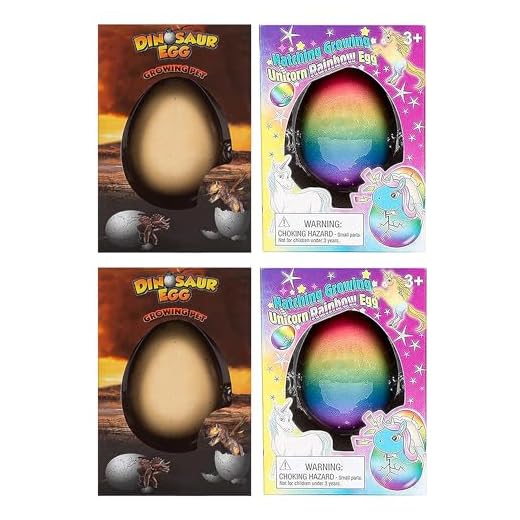 Class Collections Surprise Growing Dinosaur and Unicorn Hatch Egg Kids Novelty Toy - 4 Piece Set