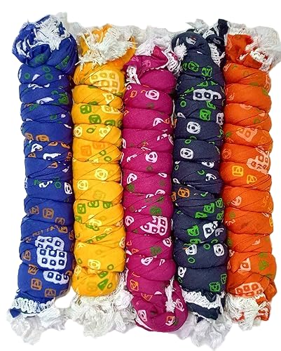 nakoda creation Cotton Blend Printed Dupatta For Women,Pack of 5_Bandhej Print_Pack of 5(Orangematching)-picture-31