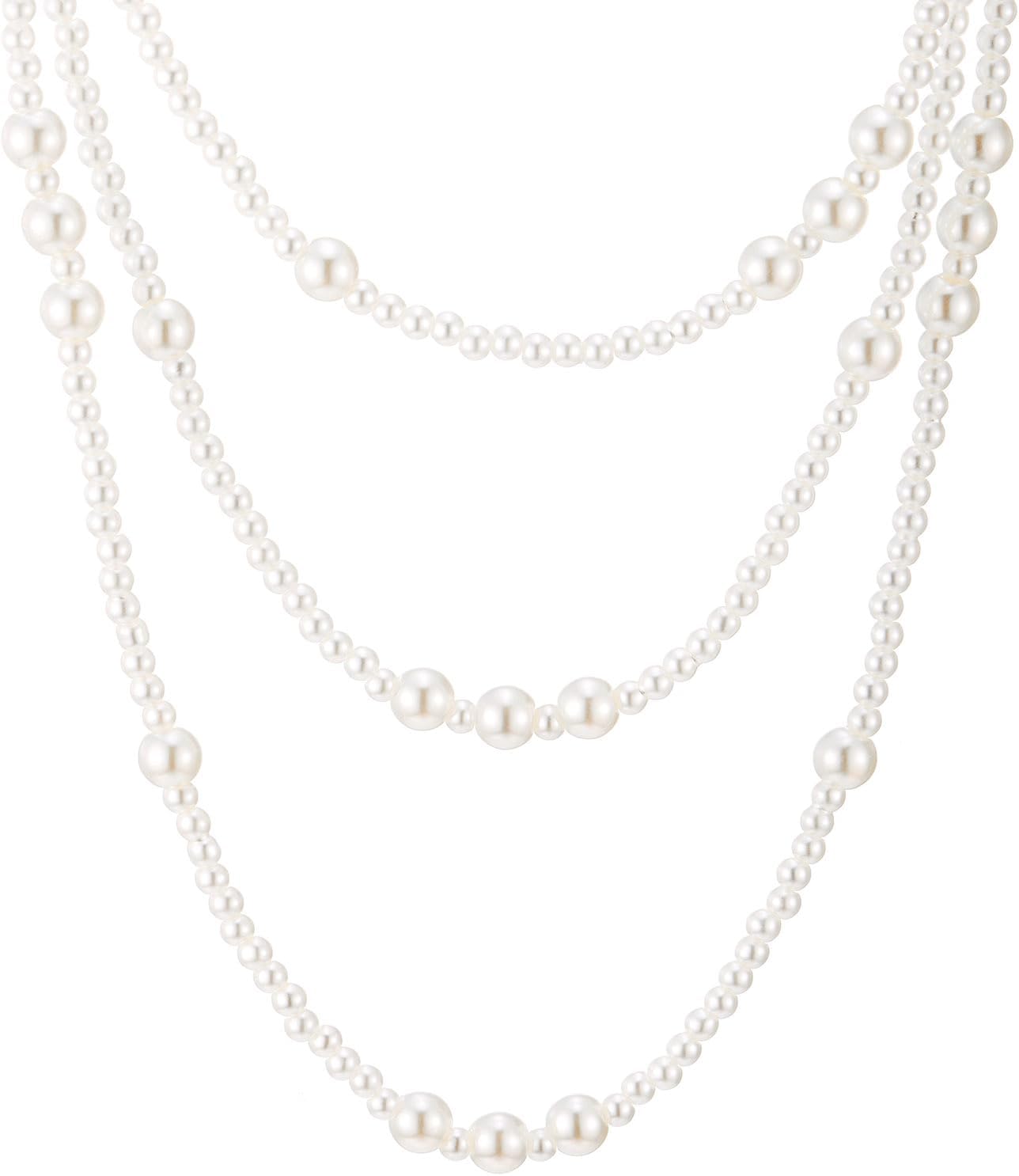 Extra Long Pearl Necklace, Layered Statement Necklace, Elegant Dress Party, Classic Gatsby-Style