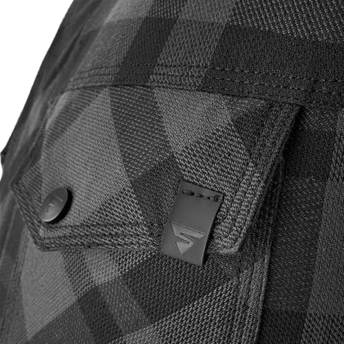 SHIMA RENEGADE MEN Motorrad Hemd - Verschleißfest Baumwolle Karierte Motorradjacke Herren mit CE Protektoren, FiberQL Aramid und Kühlungsschicht Reißverschluss (RENEGADE 2, Schwarz, XL)