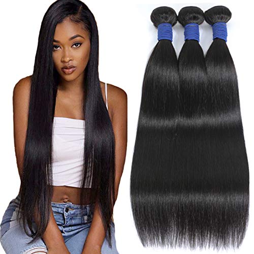 FDX Brazilian Straight Hair Bundles 16 18 20 Inch 100% Unprocessed Straight Bundles 8A Virgin Human Hair Bundles Weave Extensions Natural Color
