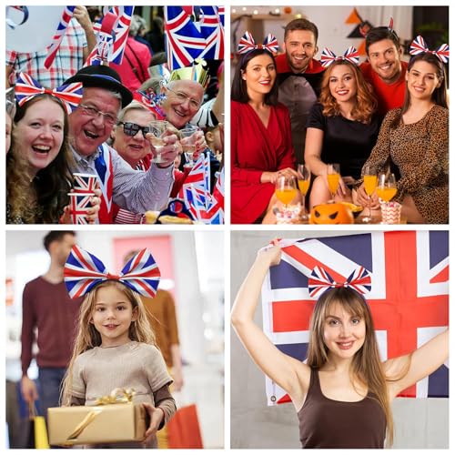 dinghaole Union Jack Bow Headband, England Flag Bow Headdress Headband, Perfect for the Kings Coronation, British Events and Other Fancy Dress Events, for Women and Girls Celebrating National Event - Image 6