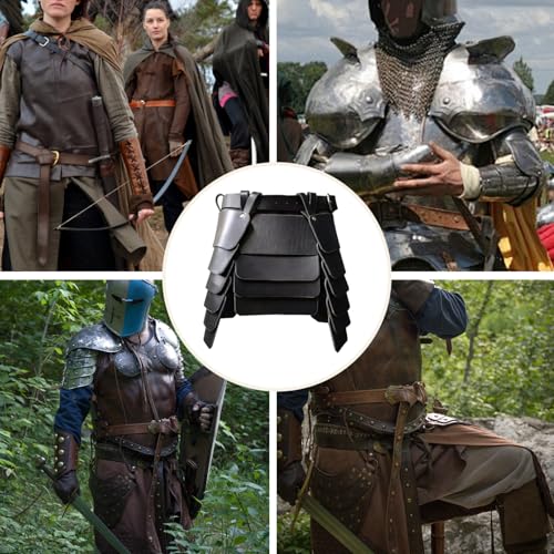 Falda vikinga medieval con cinturón ancho de cuero PU y tachuelas 5