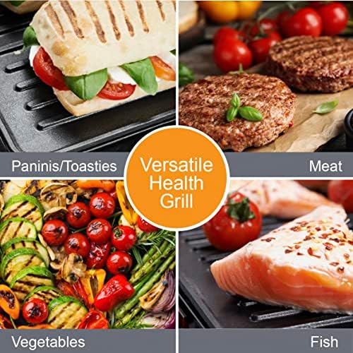 Quest 35609 Deluxe Health Grill With Panini Press & Sandwich Toaster / Non-Stick Marble Coating / Cool Touch Handle / Automatic Temperature Control / Floating Hinged Lid For Even Cooking & Toasting