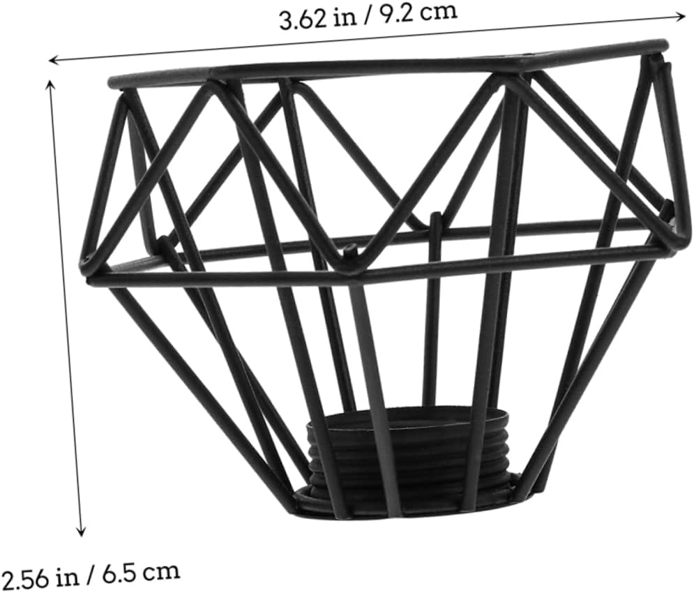 3sets Retro Ceiling Light Cover Vintage Hanging Light Fixture Metal Wire Diamond Shape Lampshade for Living Room 2pcs*3