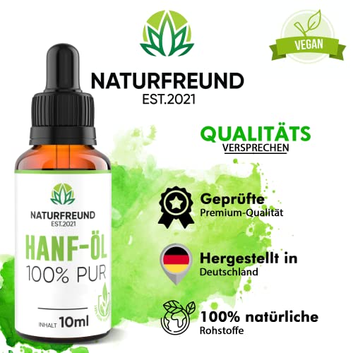 NATURFREUND® Premium Hanföl HOCHDOSIERT Hanfsamenöl Hanf Tropfen Omega 3-6-9 Öl Fettsäuren Naturöl Hanftropfen - Made in Germany - 10ml – Bild 4