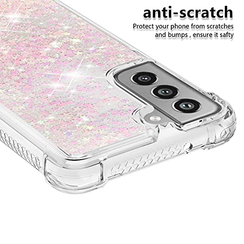 Transparent Liquid Case für Galaxy S21 FE Silver, Gel Silicone Phone Case Glitter Floating Liquid Cover Ultra Slim Bumper Case Sparkly Back Case Resistant Hard Compatible with Samsung Galaxy S21 FE